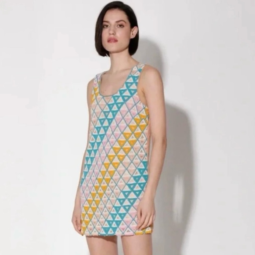 Walter Baker Cobbie Geometric Pastel Beaded Mini Dress Size L